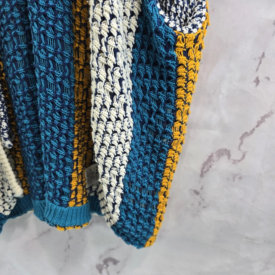 Anthropologie Sweater Womens Small Blue Cardigan Open Crochet Cover Up  - Image 4 of 4