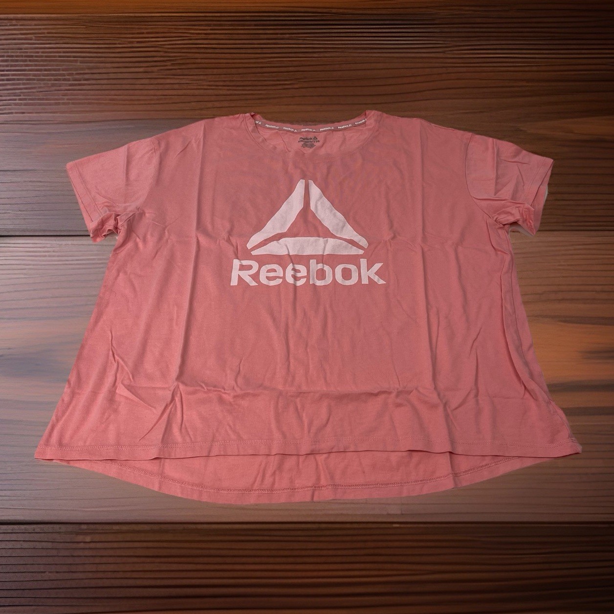Reebok Womans 3XL XXXL Pink White Graphic Print Short Sleeve Crew Neck T Shirt