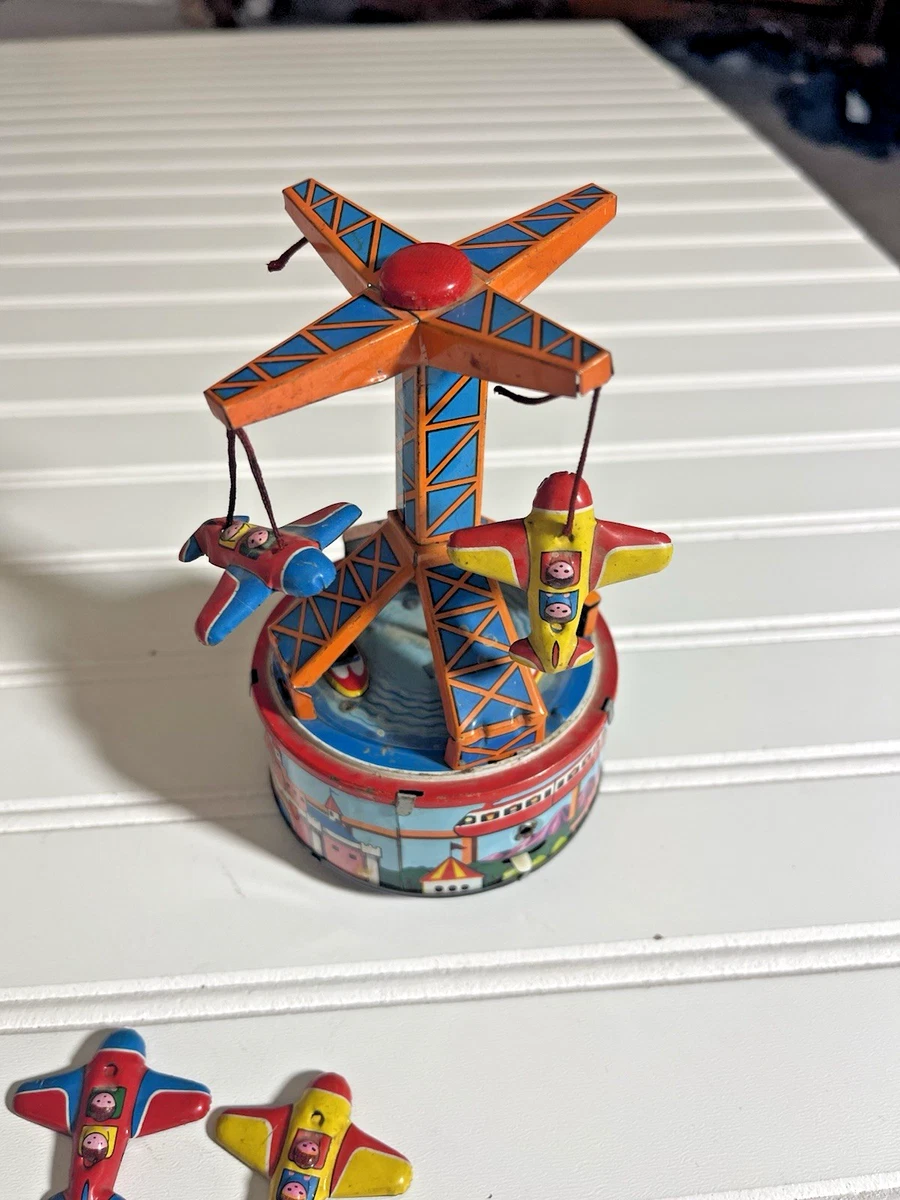 1960s Yoneya (Yone) Japan Vacation Land Airplane Ride Wind-Up Tin