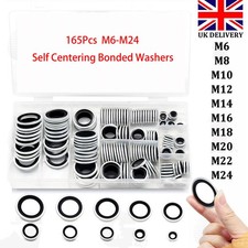 165Pcs Assorted Bonded Dowty Washers M6-M24 Kit Bonded Seals With Nitrile Rubber