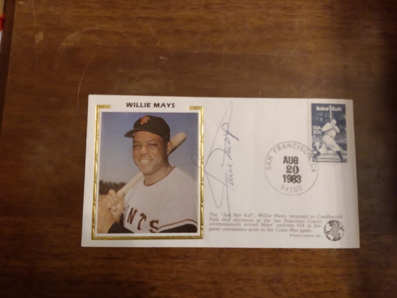 1983 Renata Galasso WILLIE MAYS Autographed Signed Silk Portrait Envelope Cachet