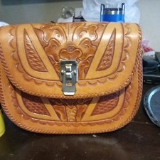 Vintage Tooled Leather "PAT" With FLORALS Western Shoulder Bag Purse