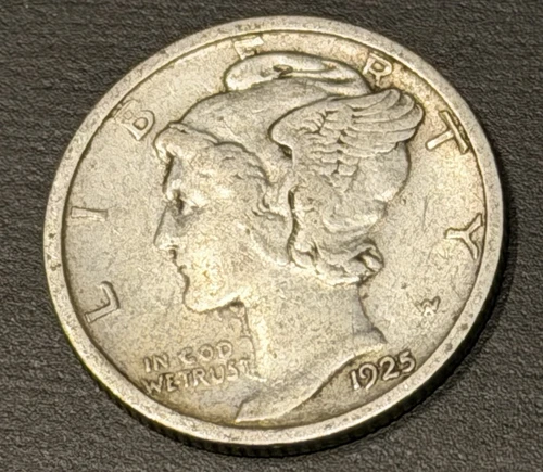 1925-D Mercury Dime 90% Silver Coin CoinSnap Rated VF(Very Fine)