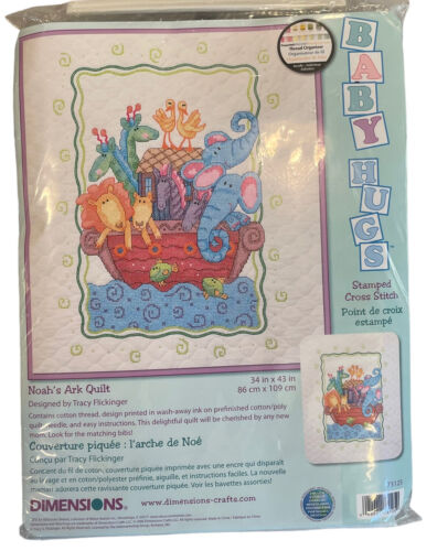 Dimensions Noah's Ark Quilt Stamped Cross Stitch Kit #73125 34" x 43" NIP - Picture 1 of 5