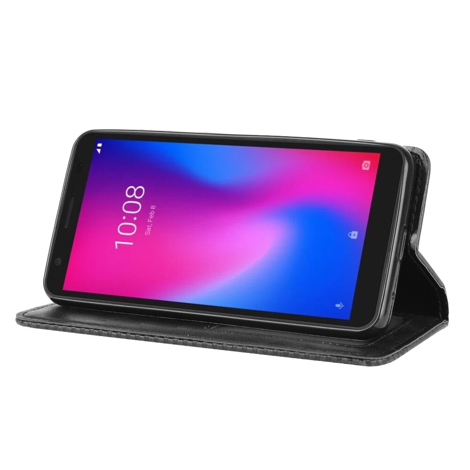 Funda de cuero con soporte para tarjeta billetera y soporte para teléfono celular ZTE Avid 579 para consumo Foto 3 de 4