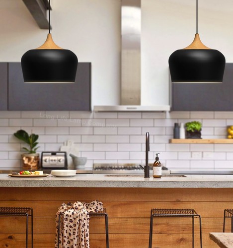 Vintage Industrial Metal Wooden Effect Ceiling Pendant Shade Hanging Light H3024 - Picture 8 of 11