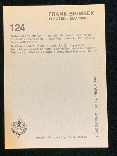 1987 Cartophilium Hockey Hall of Fame Ungraded & BGS Graded Cards Pick Your Card - Picture 257 of 503