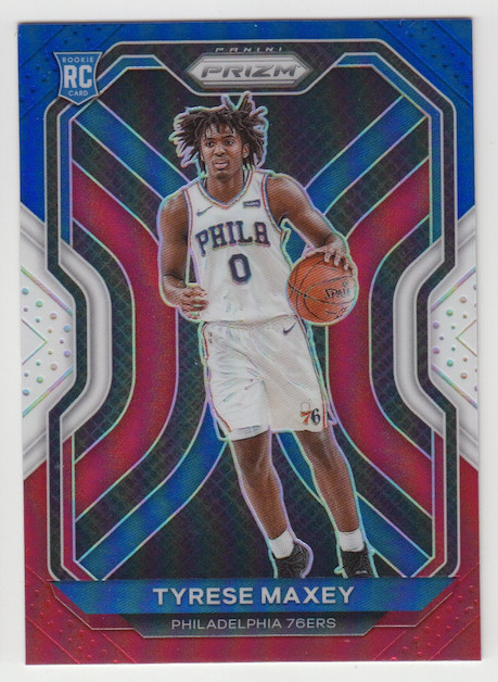 2020-21 Panini 76ers Tyrese Maxey Red White Blue Prizm #256 Rookie RC