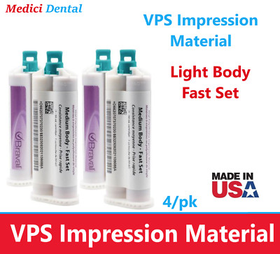 Dental PVS VPS Impression Material LIGHT BODY FAST Set, 4/Box, Made USA Ex:2026