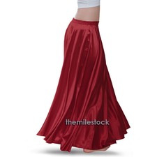 TMS Maroon Satin Full Circle Rock Bauchtanz Tribal Jupe Rock Flamenco Lang