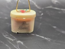 Vintage Rain Bonnet Folding Pink Case Red Flower Mini Snap Case Gold Hook