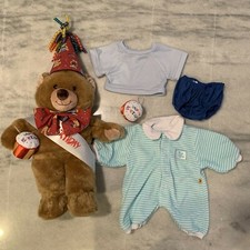 Build-A-Bear BABW Teddy Happy Birthday Hat, Bow Tie, Sash, Cupcakes, Clothing