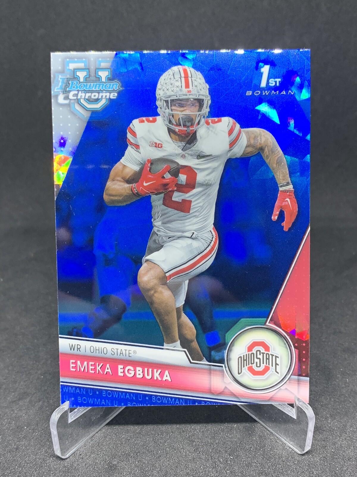 2023 Bowman Chrome University Sapphire Emeka Egbuka 1st Ohio State # 115 82024