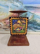 Candle Plant Stand MARSHA MCCARTHY for SILVESTRI "Amazonia" Hand Painted 7-1/2"