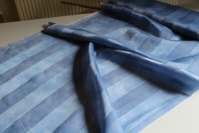 Blau gestreifter Dekostoff Rest 1,65 m Vorhang Gardinenstoff Stoff