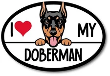 Magnet Me Up I Love My Doberman Dog Breed Car Magnet Decal, 4x6 Inches Oval