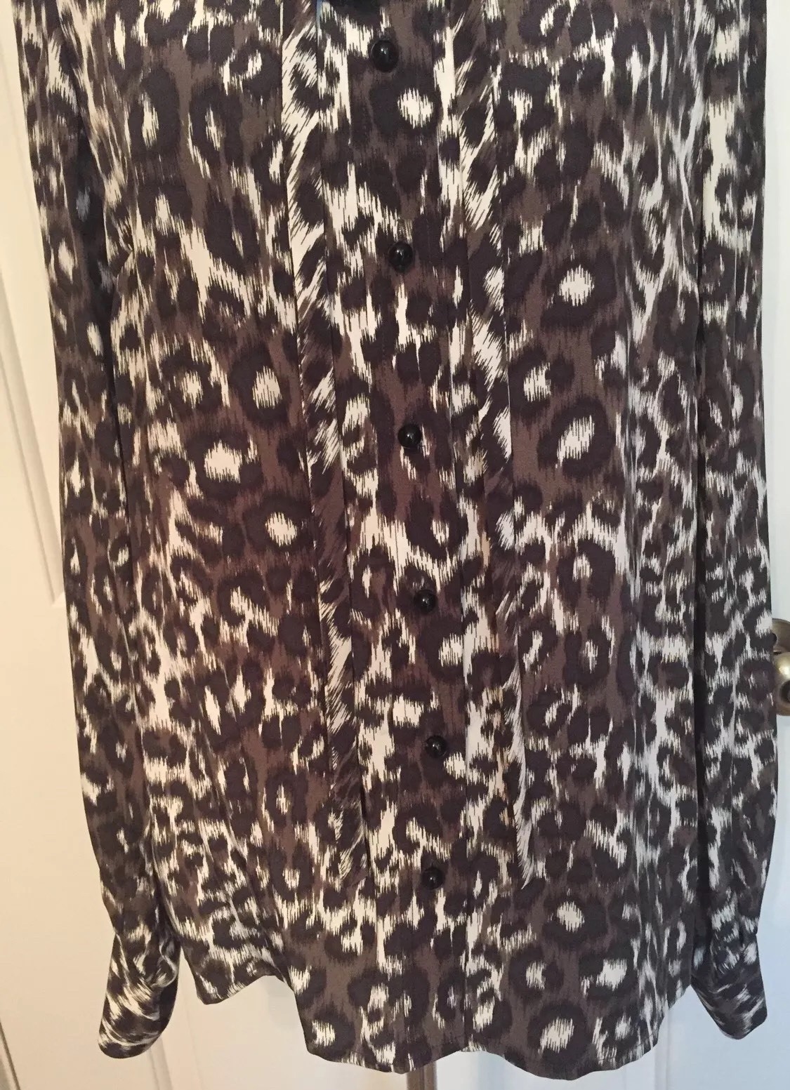 Kate Spade NY blouse Black White Gray Animal Print Long Sleeve size 6 thumbnail 5
