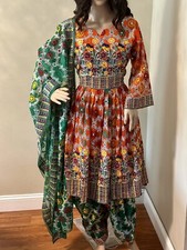 Afghan / Indian / Pakistani Orange Women  s Clothes