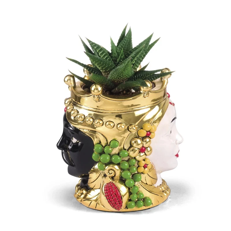 Vaso Vasetto Testa di Moro Oro Fantin Argenti 18 cm, fotografia 6 di 7