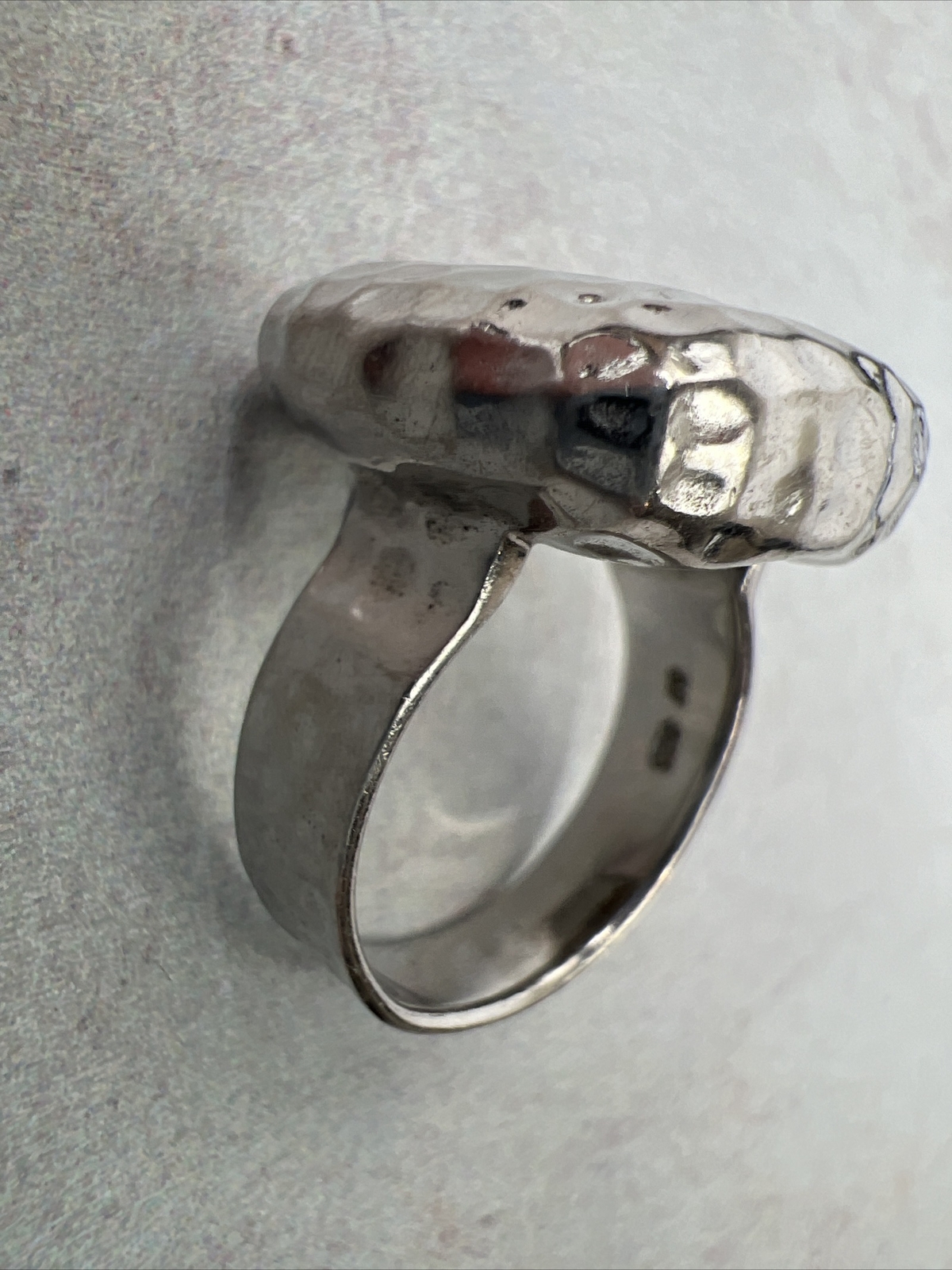 Hammered Silver Ring Bold Statement Large NF Boho… - image 4