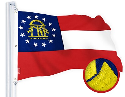 NEW G128 Georgia Flag 6x10 FT, State Embroidered Spun Polyester