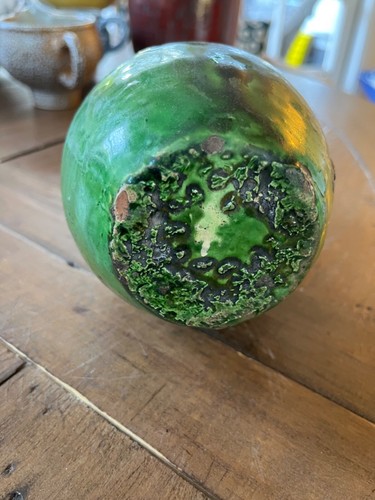 Chinese Antique Stoneware Green Gourd Vase Possibly Shiwan (Shekwan) Ware - Picture 6 of 8