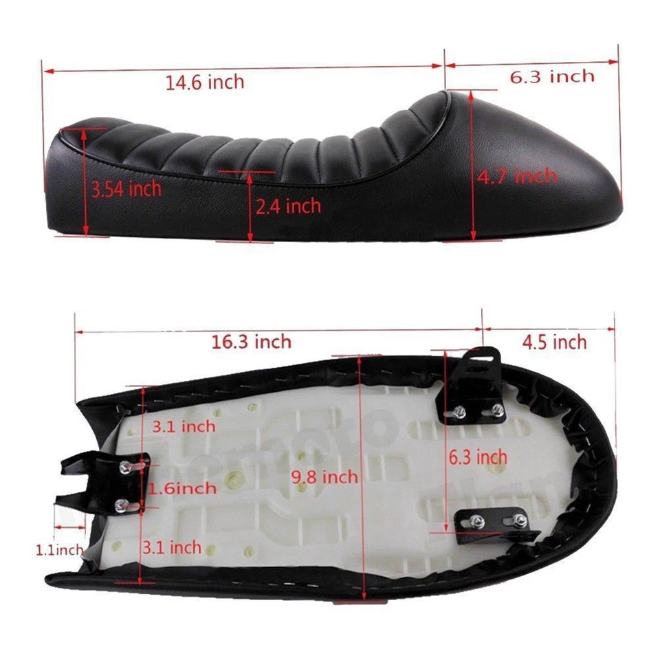 For Honda cb550 500 450 350 360 Vintage Cafe Racer Black Flat & Hump Saddle Seat - Image 4 of 4