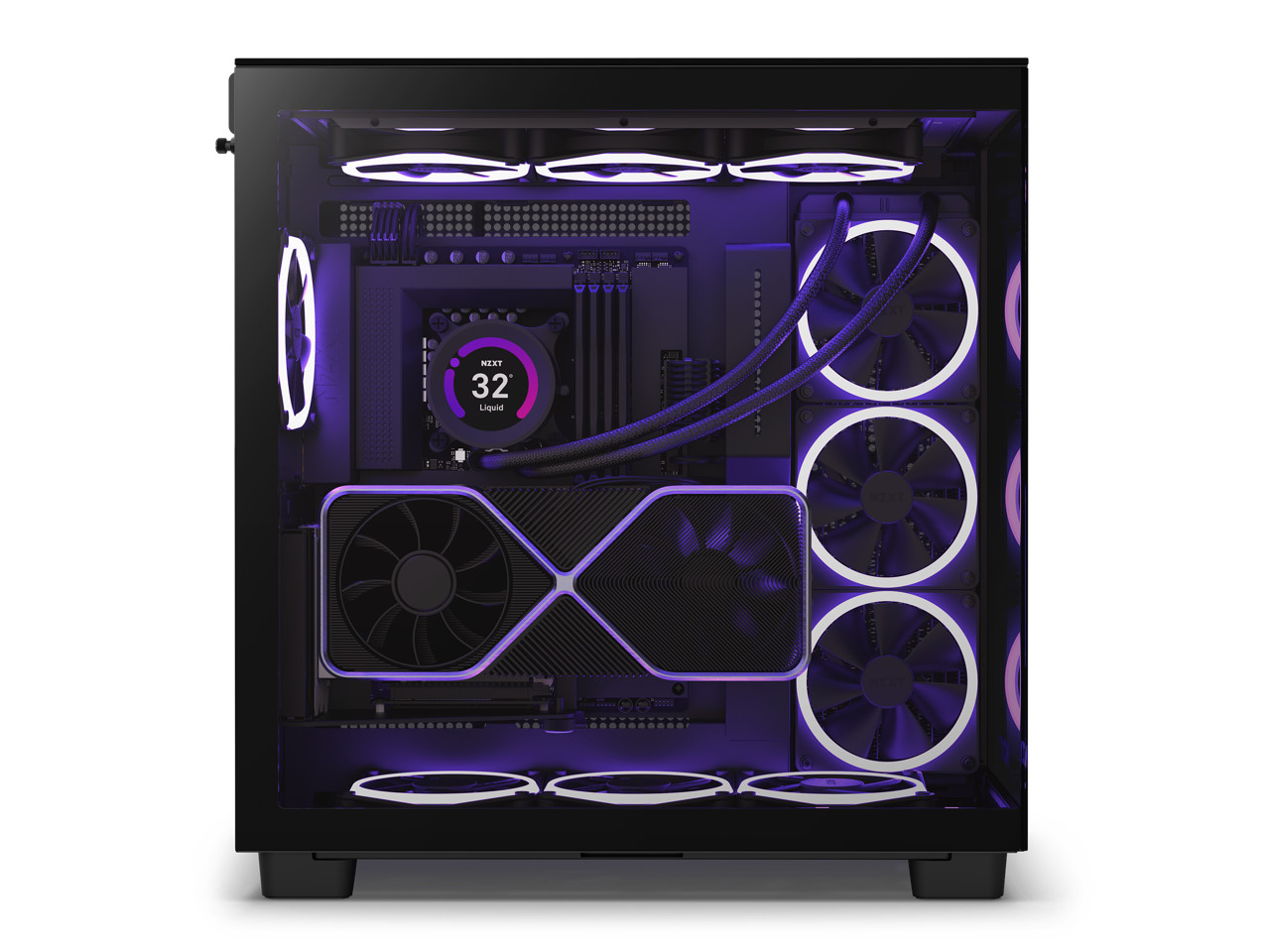 Игровой двухкамерный корпус NZXT H9 Elite All Black Премиум-класса Mid-Tower ATX для ПК - RGB