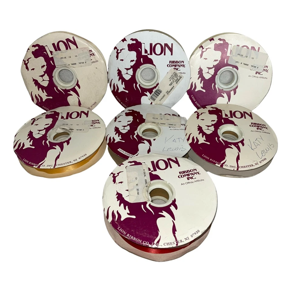 Cinta de flores artesanales marca León vintage 7 carretes 7/8" y 1 3/8" de color liso Foto 2 de 4