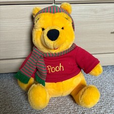 Disney Winnie the Pooh Christmas Holiday Plush Stuffed Toy 13" Mattel Hat/Scarf