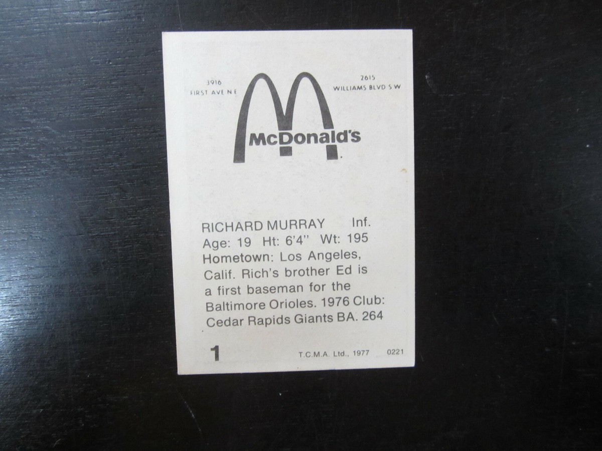 1977 TMCA # 1 Rich Murray Autograph Signed Card (B) Cedar Rapids