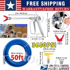 Airless Paint Spray Hose Kit 50ft 1/4" Swivel Joint 3600psi with 517 Tip USA