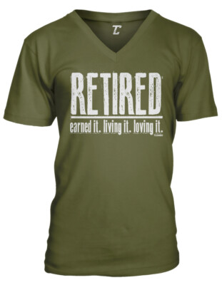 Retired - Earned It Living It Loving It Celebrate Unisex V-Neck T-shirt
