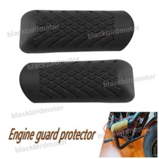 Pair Black Universal Rubber Engine Guard Highway Crash Bar Protection Slider