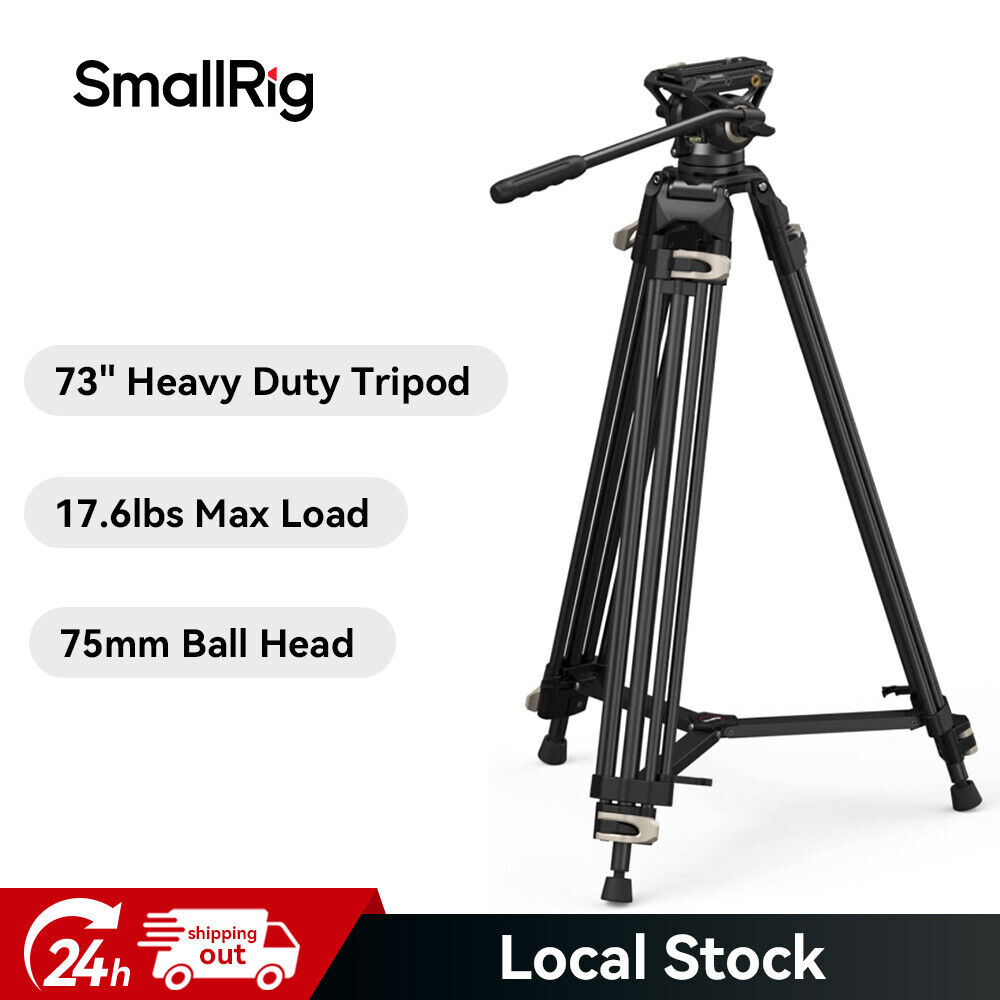 SmallRig Manfrotto QR Plate Videostativ 74-Zoll Heavy Duty Tripod w Fluid Head