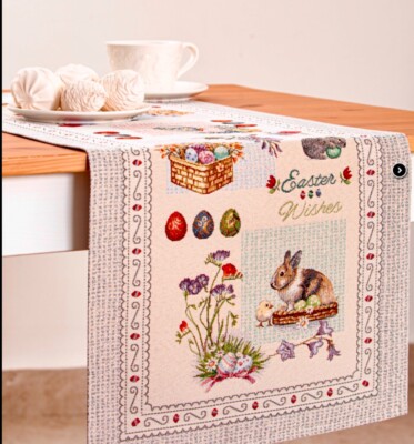 Tischläufer Ostern Gobelin 35x97 cm Osterdecke Tischdecke Osterdeko R