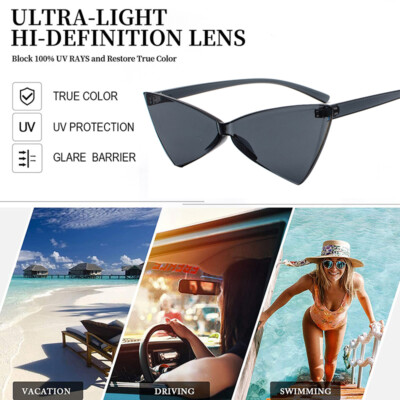Triangle Rimless Sunglasses One Piece Colored Transparent  display picture 1