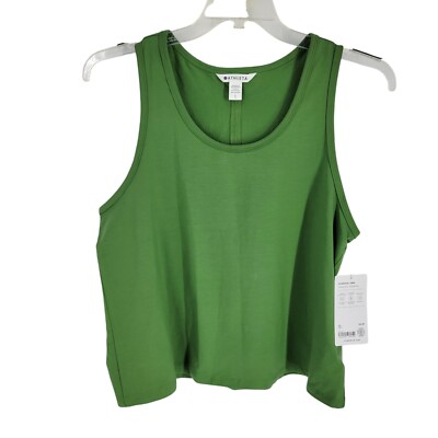 Athleta Large Essential Tank Top, Green Supima Cotton Shirt Relaxed Basic NWT