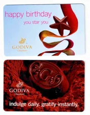 Godiva Gift Card - LOT of 2 - Chocolates - Indulge Daily, You Star You- No Value