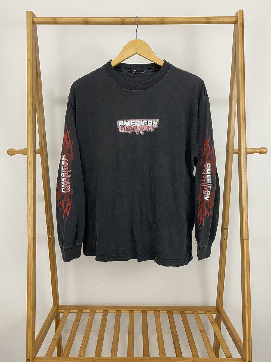 VTG American Chopper Fire Bike Long Sleeve Flame Spectrum Faded T