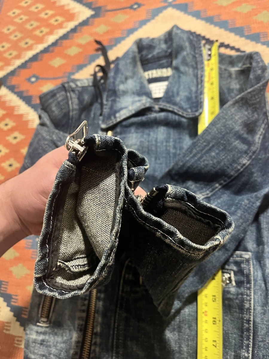 Maison Margiela MM6 Zip Biker Denim Jacket Size 36 SS/02 Maison Margiela MM6 Zip Biker Denim Jacket Size 36 SS/02