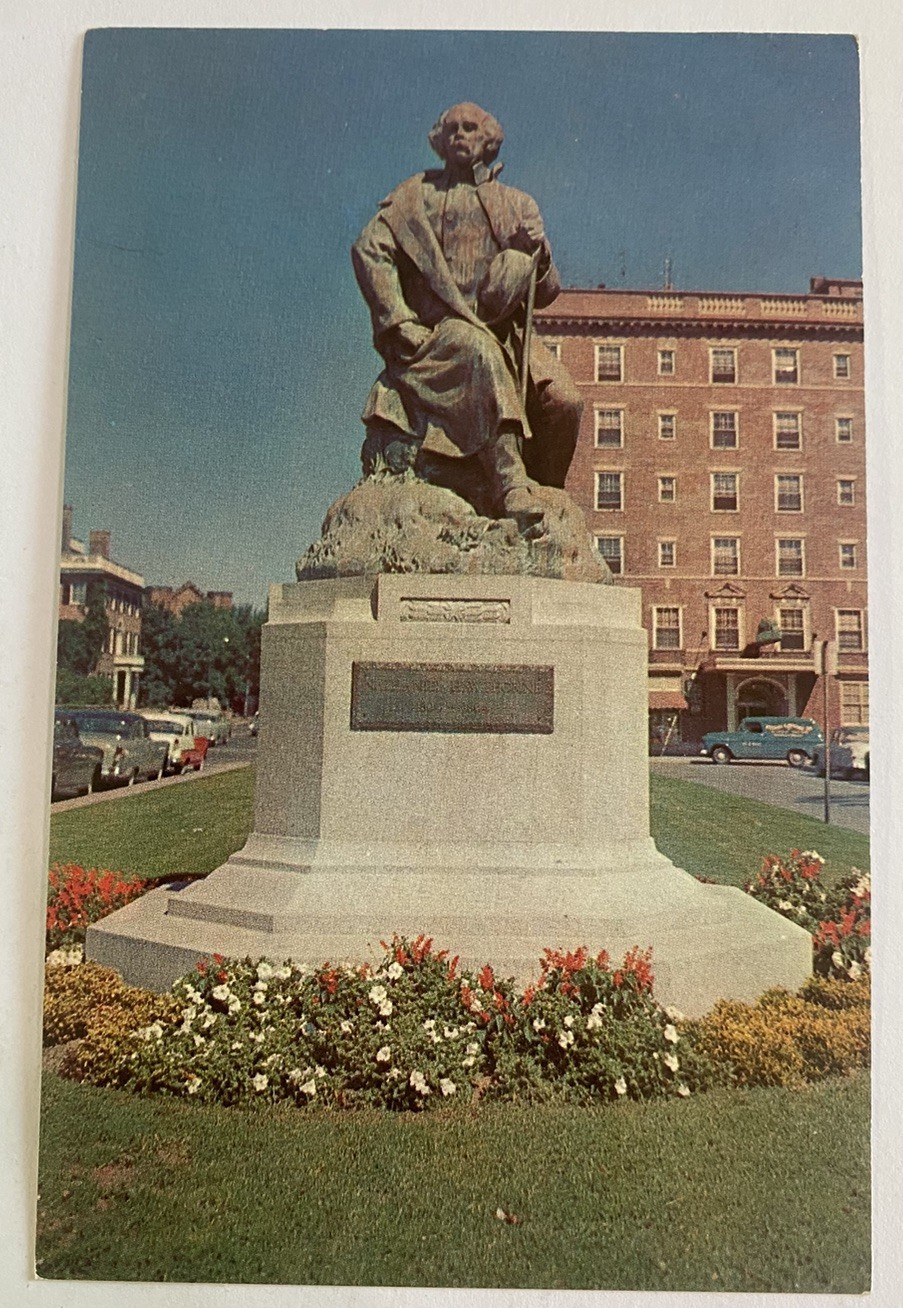 Vintage Postcard ~ Nathaniel Hawthorne Statue ~ Salem Massachusetts MA
