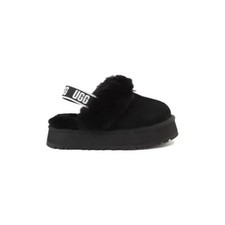 UGG Toddlers Black Funkette Suede And Sheepskin Slippers