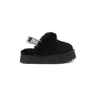 UGG Toddlers Black Funkette Suede And Sheepskin Slippers