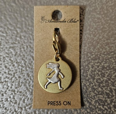 NEW Amanda Blu Charm ''DON'T LOOK BACK...'' Girl Walking Gold & Silver Tone