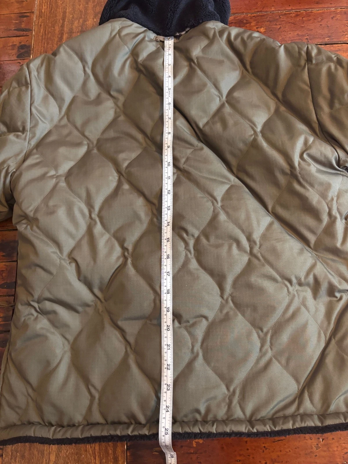 TAION Reversible Black Fleece / Quilted Olive Military Style Jacket - product detail image 7