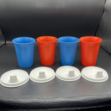 Tupperware Tumblers Set Of 4 Kids Sip White 2549a-4 Seal 109-36