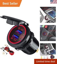 Sleek 12V/24V Waterproof Dual USB Fast Charger with Touch Switch LED Indicator