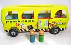 Vintage 1962 Fisher Price Little People Safety School Bus #990  W/ Boy & Girl