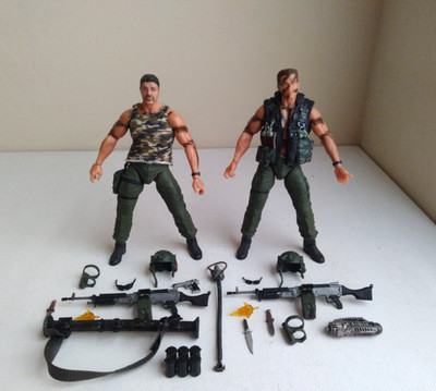 NECA  CUSTOM* EXPENDABLES Stallone & ARNOLD action figures LOT * U.S. SELLER ***